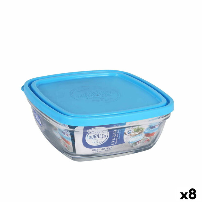 Cutie pătrată pentru prânz cu capac Duralex FreshBox Albastru 1,15 L 17 x 17 x 7 cm (8 Unități)