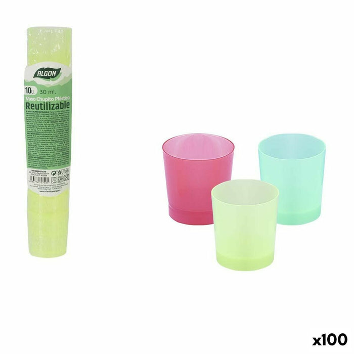 Set de Pahare Shot Algon Reutilizabil polipropilenă 10 Piese 30 ml (100 Unități)