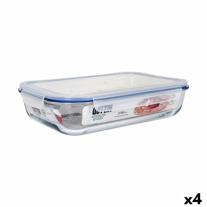 Cutie pentru prânz ermetică Quttin Dreptunghiular 3,7 L 36 x 24,8 x 8,1 cm (4 Unități)