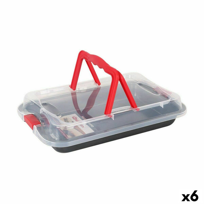 Formă de tort detașabilă Quttin Oțel carbon Negru Transparent 36 x 23 x 4,5 cm (6 Unități)
