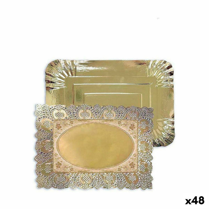 Tavă pentru gustari Algon De unică folosință Auriu* Dreptunghiular 25,5 x 35 x 2 cm (48 Unități)
