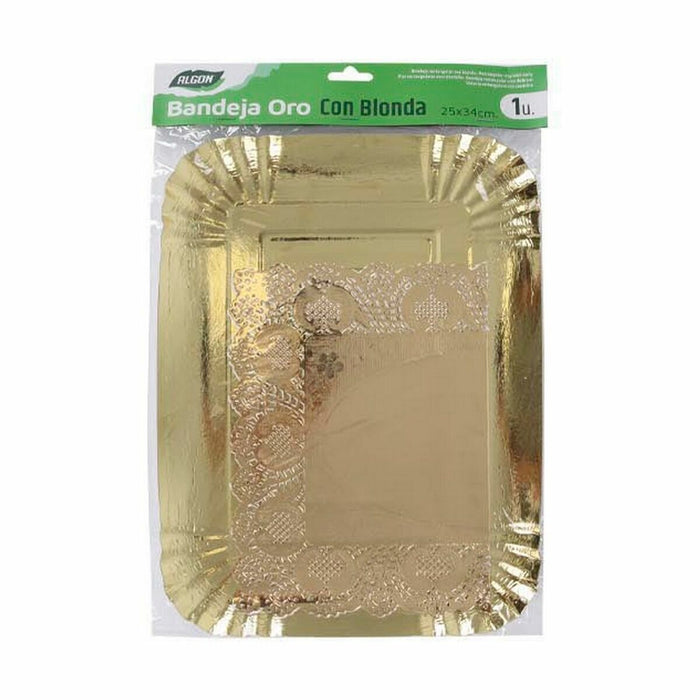 Tavă pentru gustari Algon De unică folosință Auriu* Dreptunghiular 25,5 x 35 x 2 cm (48 Unități)