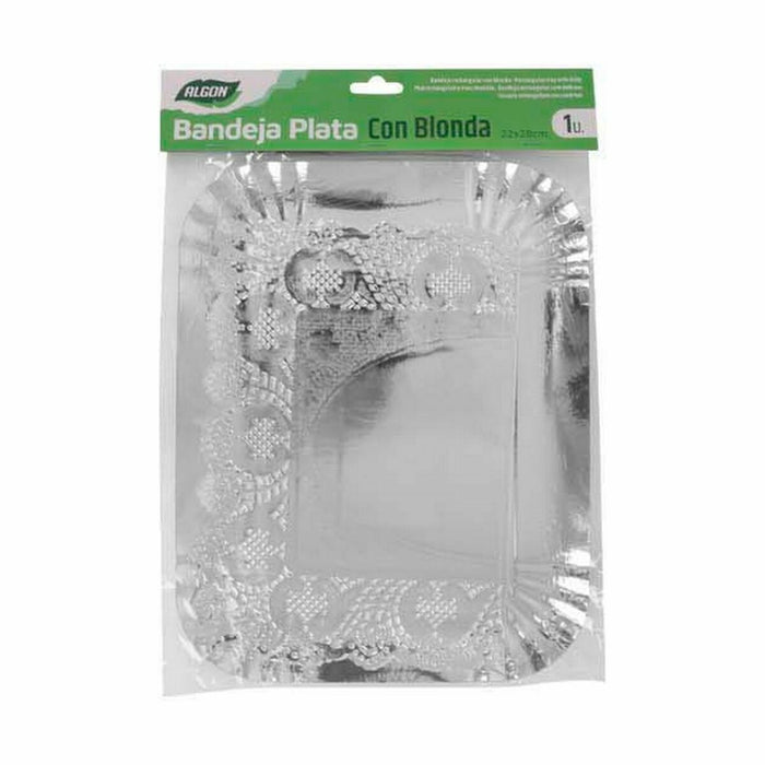 Tavă pentru gustari Algon De unică folosință Argintiu Dreptunghiular 23 x 29,5 x 1 cm (48 Unități)