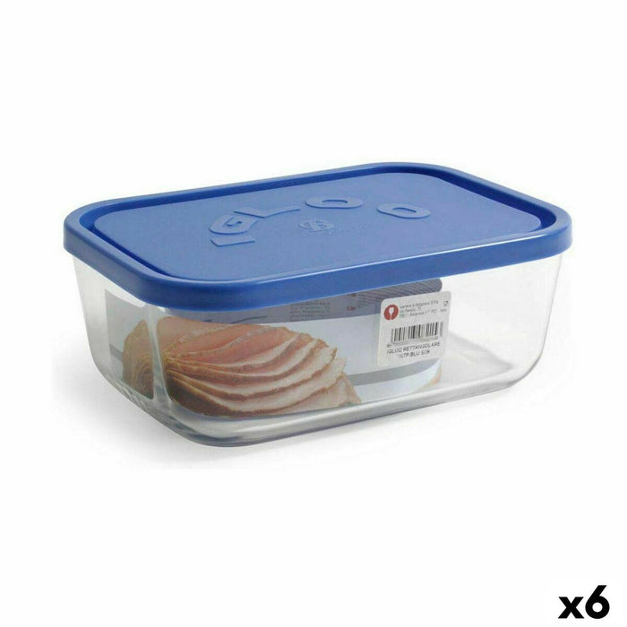 Cutie pentru Prânz Borgonovo Albastru Dreptunghiular 2,3 L (6 Unități)