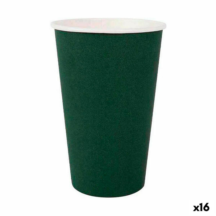 Set de pahare Algon De unică folosință Carton Verde 7 Piese 450 ml (16 Unități)