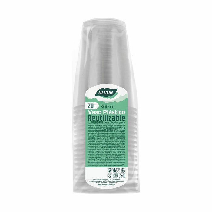 Set de pahare refolosibile Algon Transparent 20 Piese 300 ml (48 Unități)