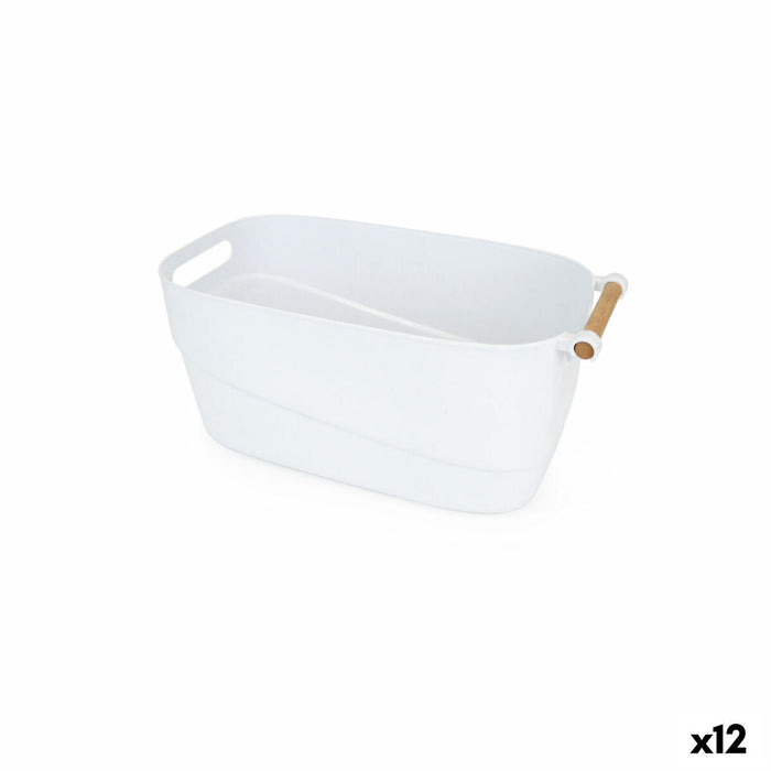 Coș Multifuncțional Confortime Plastic Cu mânere Lemn 40 x 21,5 x 18 cm (12 Unități)