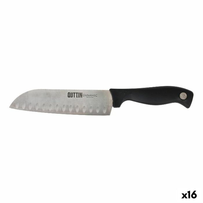 Cuțit de bucătărie Quttin Santoku Dynamic Negru Argintiu 17 cm (16 Unități)