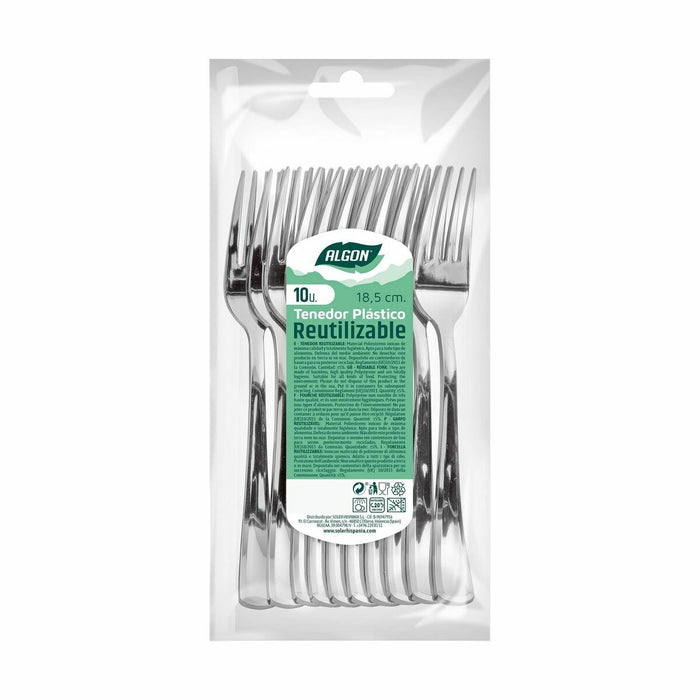 Set de furculițe reutilizabile Algon Argintiu 10 Piese 18,5 cm (36 Unități)