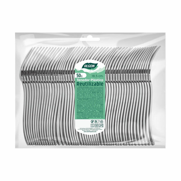 Set de furculițe reutilizabile Algon Argintiu 50 Piese 18,5 cm (20 Unități)