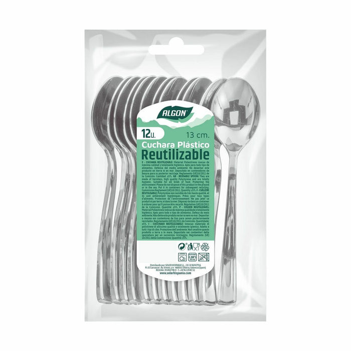 Set de linguri reutilizabile Algon Argintiu 12 Piese 13 cm (48 Unități)