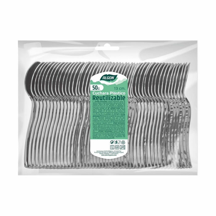 Set de linguri reutilizabile Algon Argintiu 50 Piese 13 cm (20 Unități)