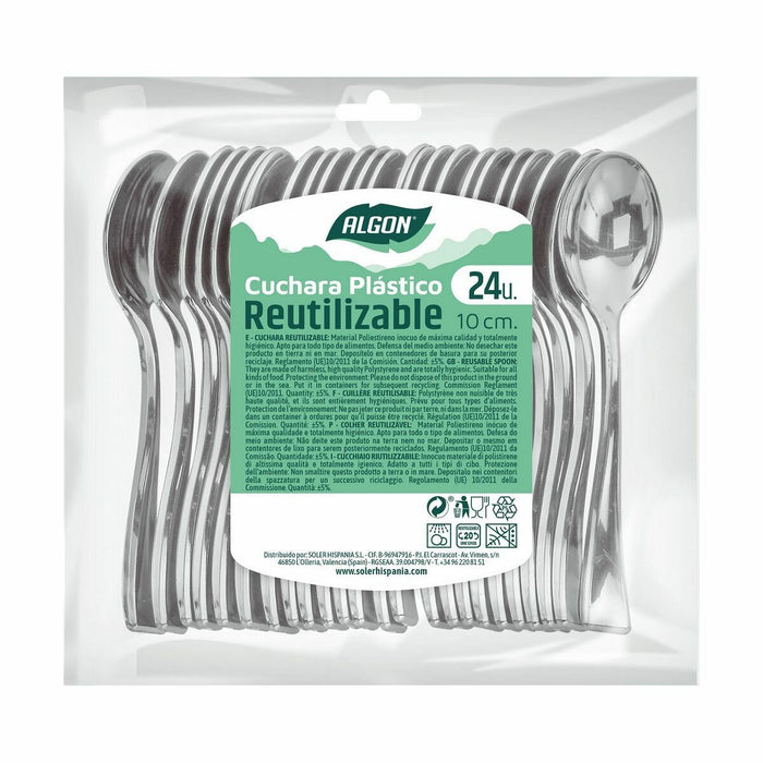 Set de linguri reutilizabile Algon Argintiu 24 Piese 10 cm (36 Unități)