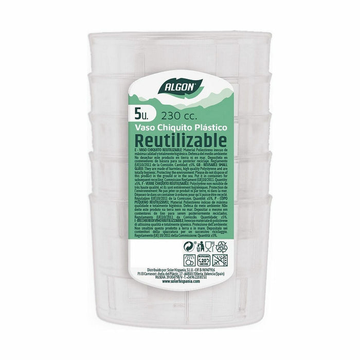 Set de pahare refolosibile Algon 230 ml Plastic 5 Piese (24 Unități)