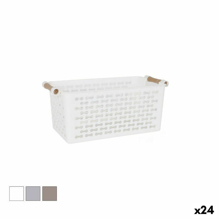 Coș Multifuncțional Confortime Plastic Cu mânere Lemn 26 x 14,5 x 12 cm (24 Unități)