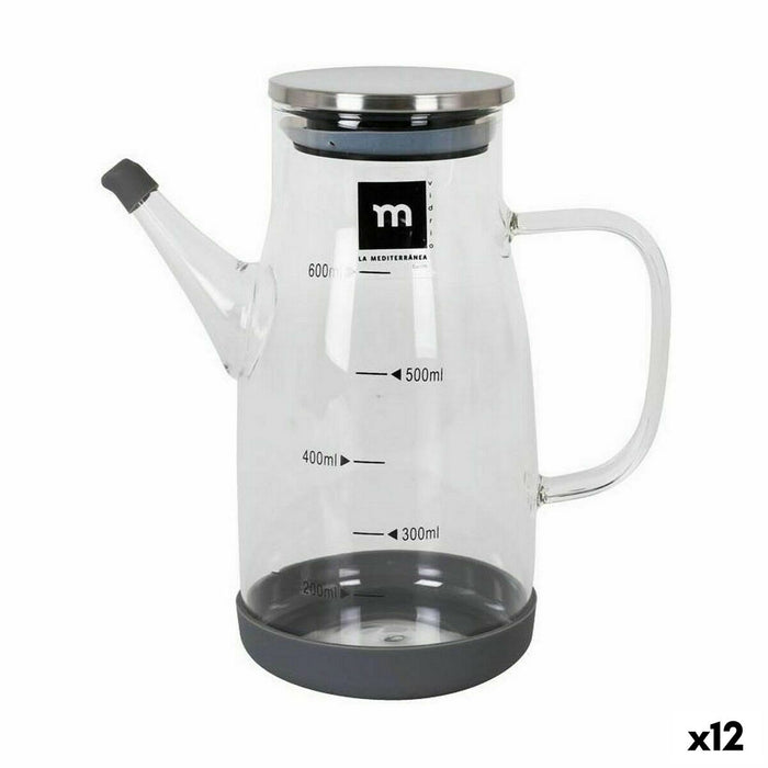 Dispenser pentru Ulei La Mediterránea Oțel inoxidabil Sticlă borosilicată 600 ml (12 Unități)