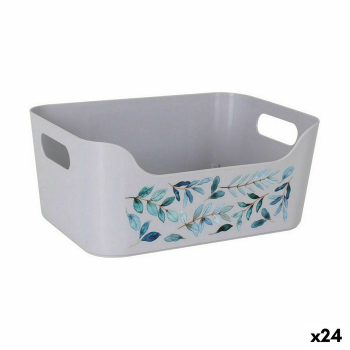 Coș Multifuncțional Dem Frunze Cu mânere 25 x 17 x 10 cm (24 Unități)