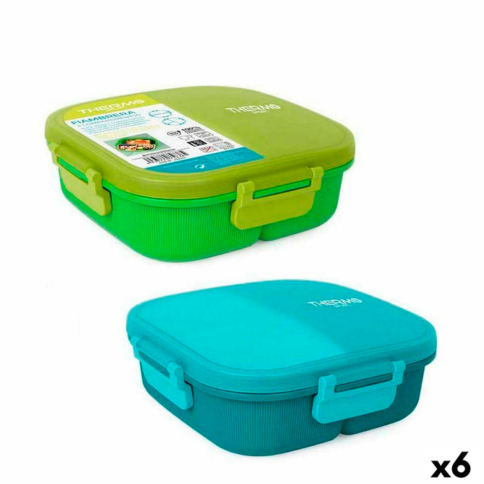 Cutie pentru prânz ermetică ThermoSport 3 Compartimente Pătrat 900 ml (6 Unități)