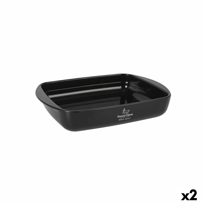Vas pentru Cuptor Santa Clara Silicon Sticlă borosilicată Dreptunghiular 28 x 19,5 x 5 cm (2 Unități)