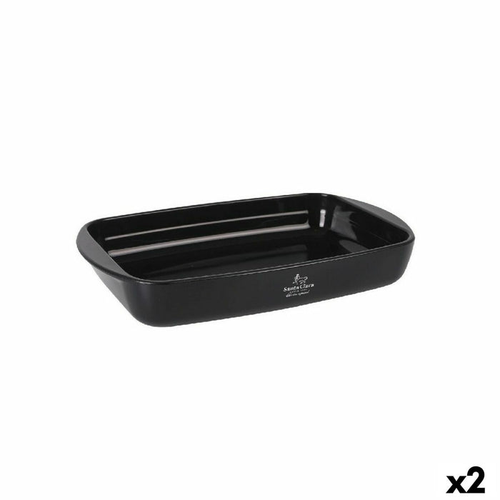 Vas pentru Cuptor Santa Clara Silicon Sticlă borosilicată Dreptunghiular 35 x 22,5 x 5,5 cm (2 Unități)