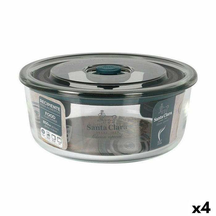 Cutie pentru prânz ermetică Santa Clara Gri 850 ml 15,6 x 6,8 cm (4 Unități)