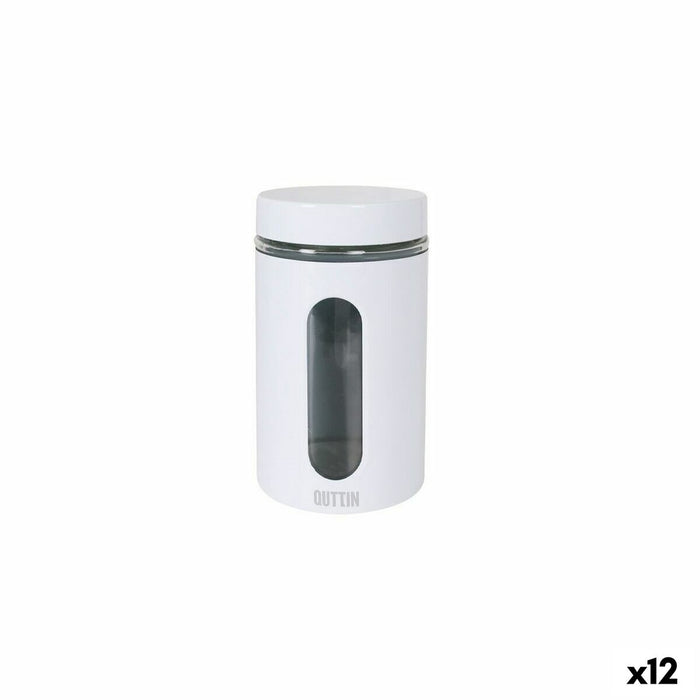 Borcan Quttin Alb Sticlă Oțel 1 L 10 x 10 x 17,5 cm (12 Unități)