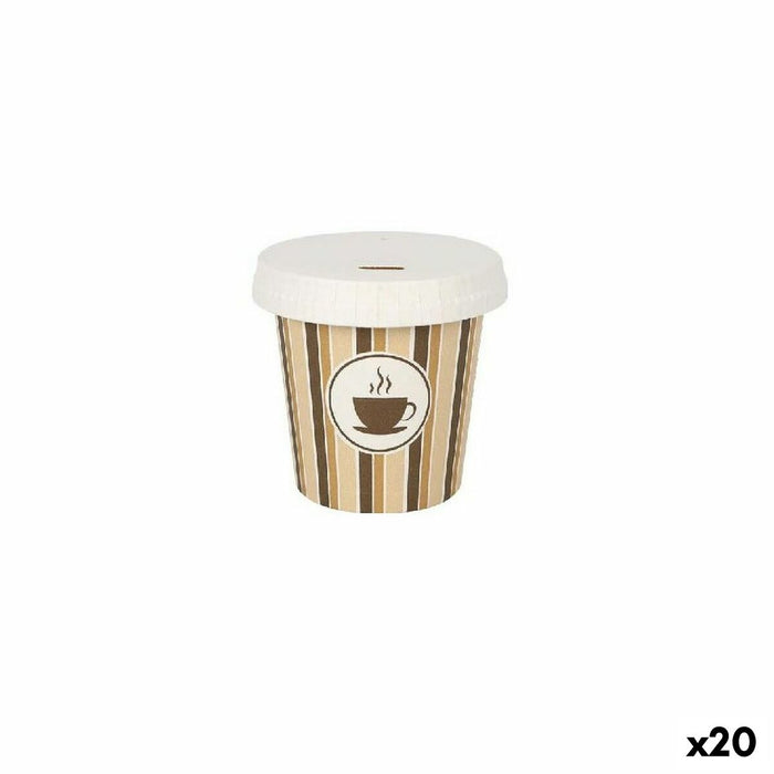 Set de pahare Algon Cu Capac De unică folosință Cafea Carton 10 Piese 120 ml (20 Unități)