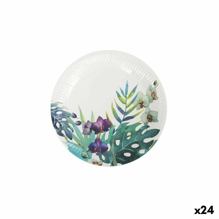 Set de farfurii Algon De unică folosință Carton Tropical 12 Piese 18 cm (24 Unități)