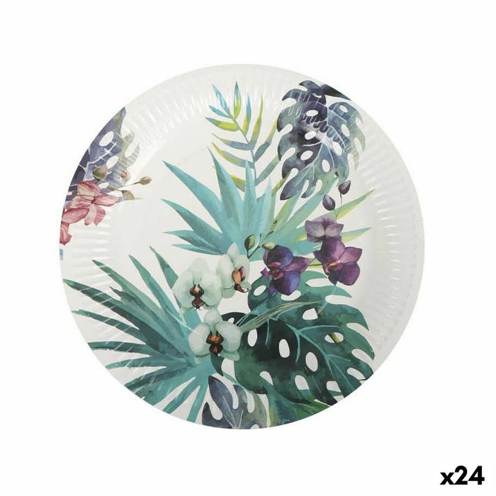Set de farfurii Algon De unică folosință Carton Tropical 3 Piese 28 cm (24 Unități)