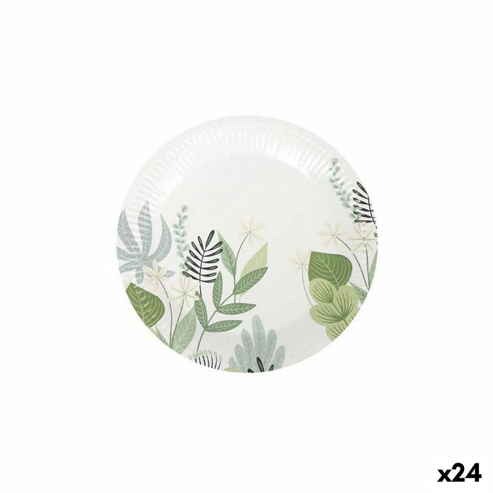 Set de farfurii Algon De unică folosință Carton Floral 12 Piese 18 cm (24 Unități)