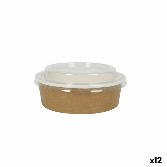 Set de Tăvi Algon Cu Capac De unică folosință hârtie kraft 5 Piese 500 ml (12 Unități)