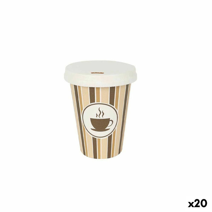 Set de pahare Algon Cu Capac De unică folosință Cafea Carton 8 Piese 220 ml (20 Unități)