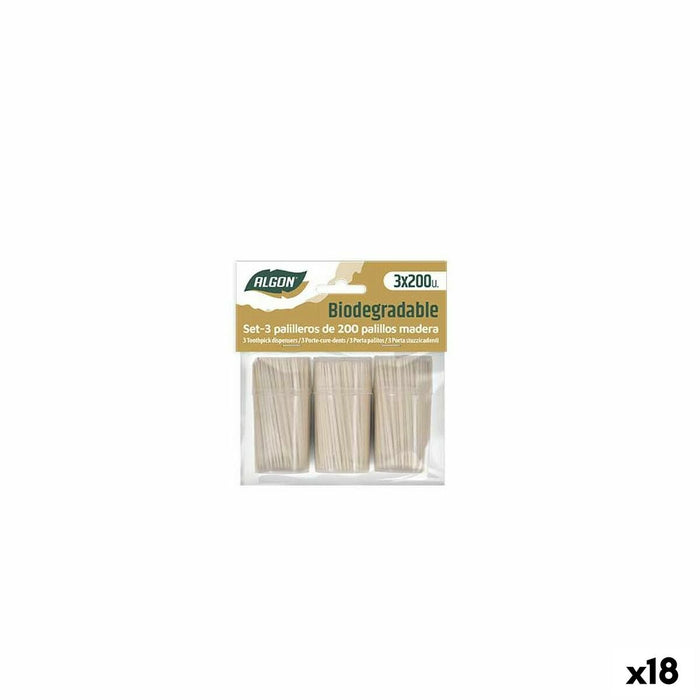 Scobitori Dentare Algon Lemn 600 Piese (18 Unități)