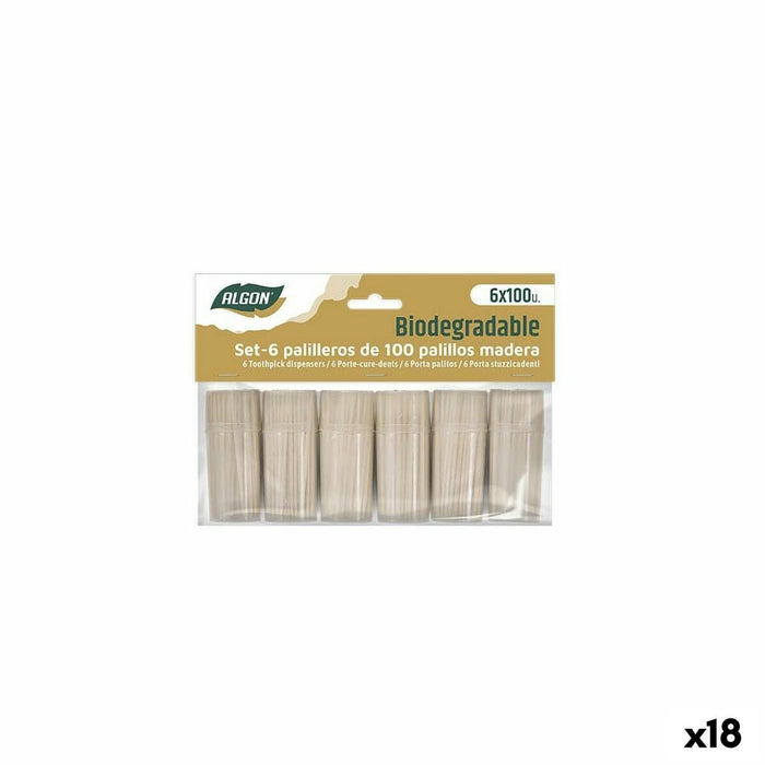 Scobitori Dentare Algon Lemn 600 Piese (18 Unități)