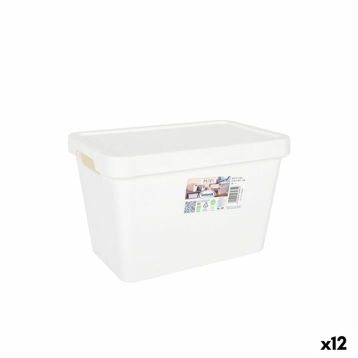 Cutie de depozitare cu capac Tontarelli Maya Alb 6,4 L 28 x 18 x 17,7 cm (12 Unități)