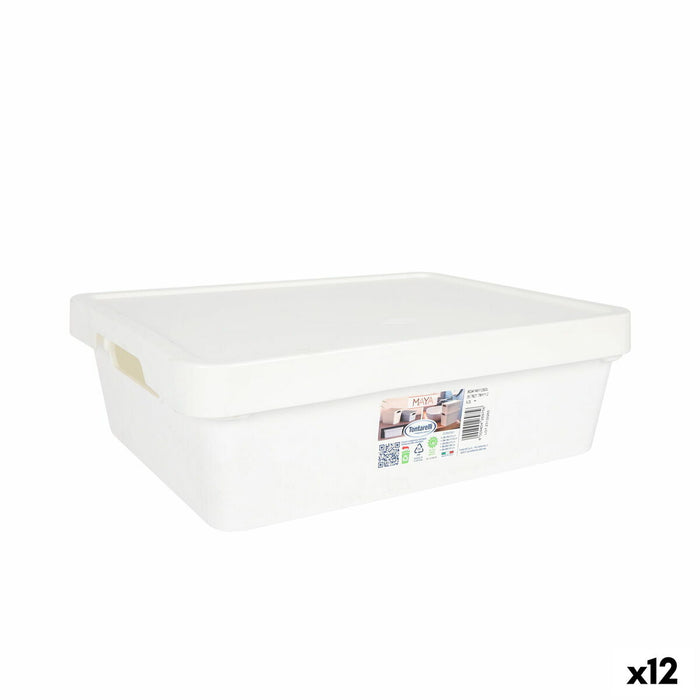 Cutie de depozitare cu capac Tontarelli Maya Alb 9,2 l 36 x 28 x 11 cm (12 Unități)