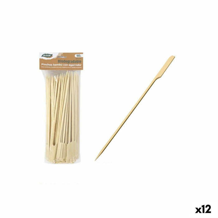 Set de frigărui pentru grătar Algon Bambus 100 Piese 24 cm (12 Unități)