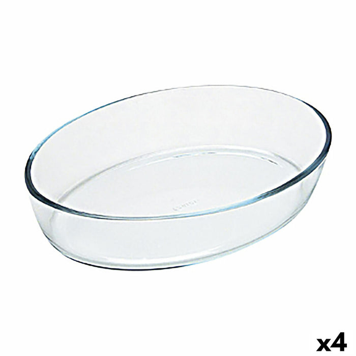 Vas pentru Cuptor Pyrex Classic Vidrio Oval Transparent Sticlă 40 x 28 x 7 cm (4 Unități)