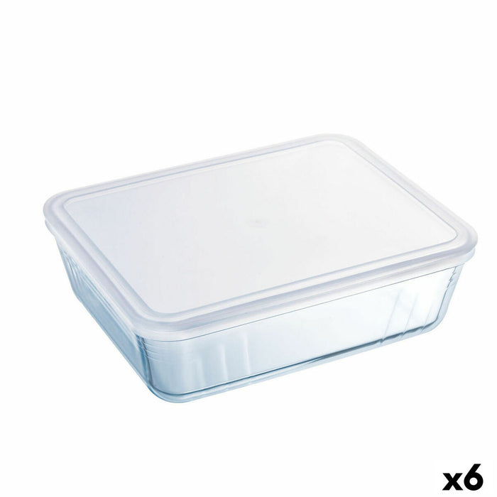 Cutie de prânz dreptunghiulară cu capac Pyrex Cook & Freeze 22,5 x 17,5 x 6,5 cm 1,5 L Transparent Silicon Sticlă (6 Unități)