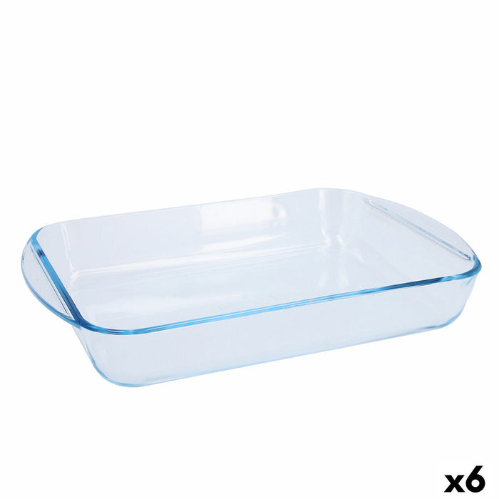 Vas pentru Cuptor Pyrex Classic Vidrio Dreptunghiular Transparent Sticlă 35 x 23 x 6 cm (6 Unități)