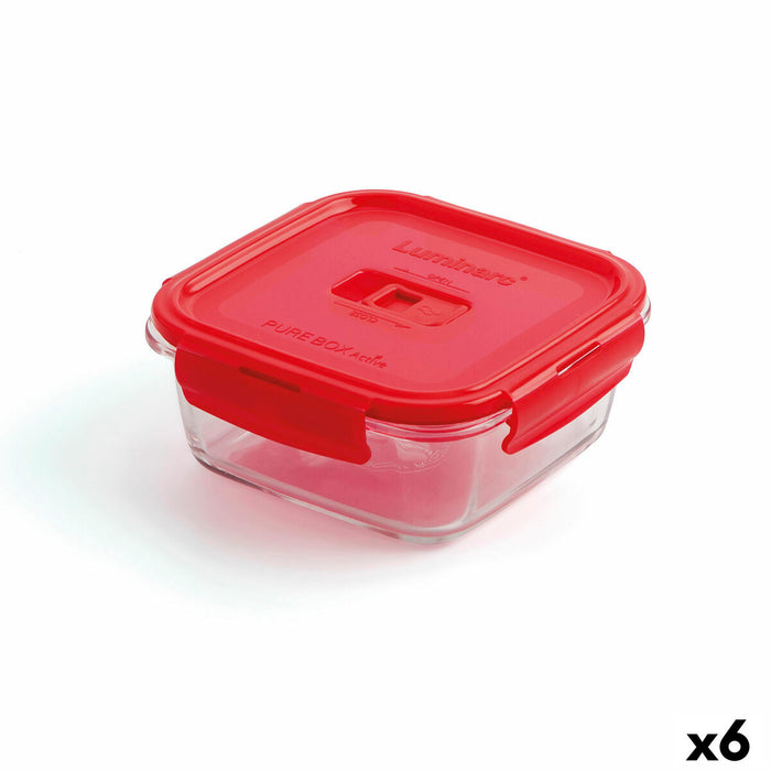 Cutie pentru prânz ermetică Luminarc Pure Box 760 ml Roșu Sticlă (6 Unități)