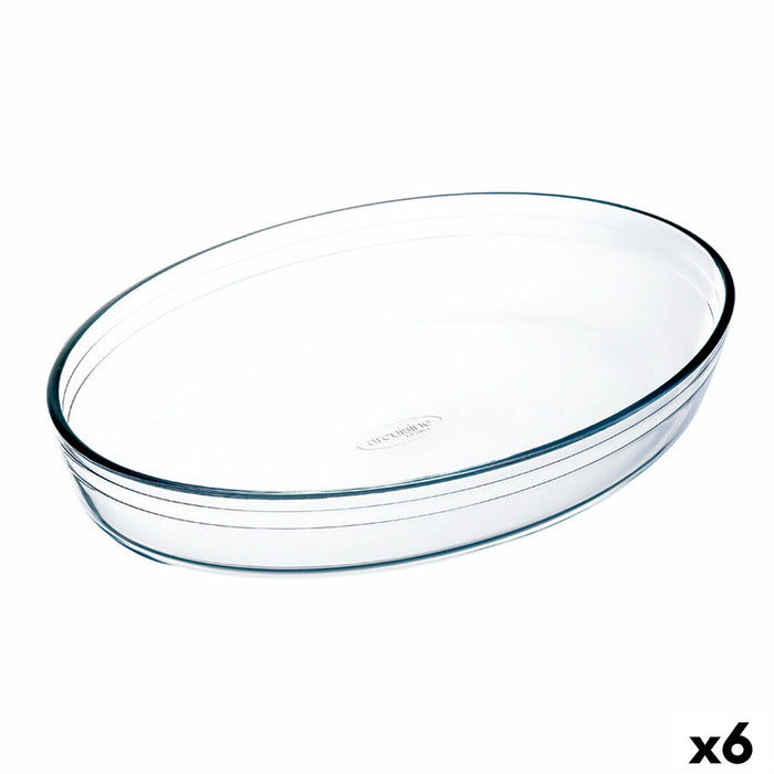 Vas pentru Cuptor Ô Cuisine Ocuisine Vidrio Oval Transparent Sticlă 35 x 25 x 7 cm (6 Unități)