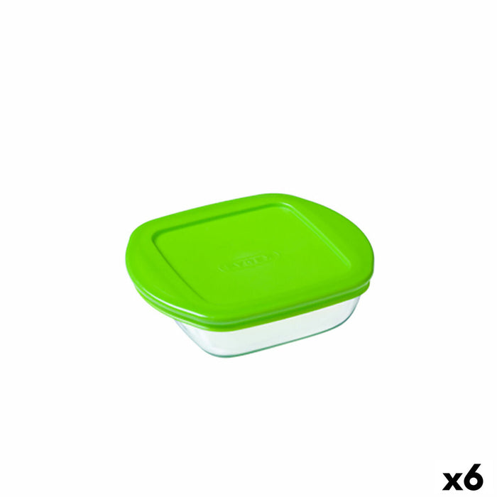 Cutie pătrată pentru prânz cu capac Pyrex Cook & Store Verde 1 L 20 x 17 x 5,5 cm Silicon Sticlă (6 Unități)