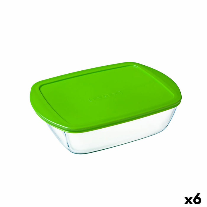 Cutie de prânz dreptunghiulară cu capac Pyrex Cook & Store Verde 1,1 L 23 x 15 x 7 cm Silicon Sticlă (6 Unități)