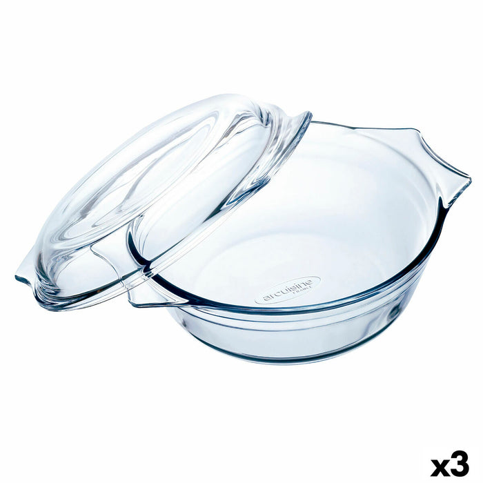 Vas pentru Cuptor Ô Cuisine Cu Capac 21,5 x 18 x 8,5 cm Transparent Sticlă (3 Unități)