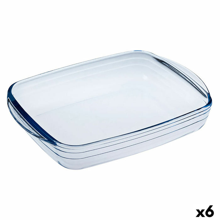 Formă pentru cuptor Ô Cuisine Ocuisine Vidrio Dreptunghiular Transparent Sticlă 23 x 15 x 5 cm (6 Unități)