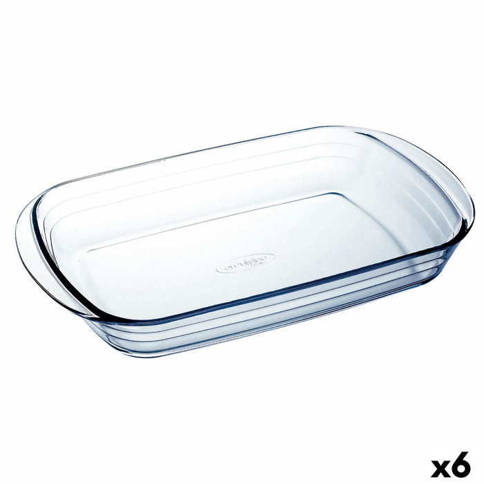 Vas pentru Cuptor Ô Cuisine Dreptunghiular 40,3 x 26,3 x 7,3 cm Transparent Sticlă (6 Unități)