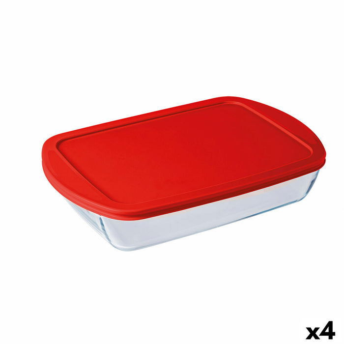 Cutie de prânz dreptunghiulară cu capac Ô Cuisine Cook&store Ocu Transparent Sticlă Silicon 4,5 L (4 Unități)