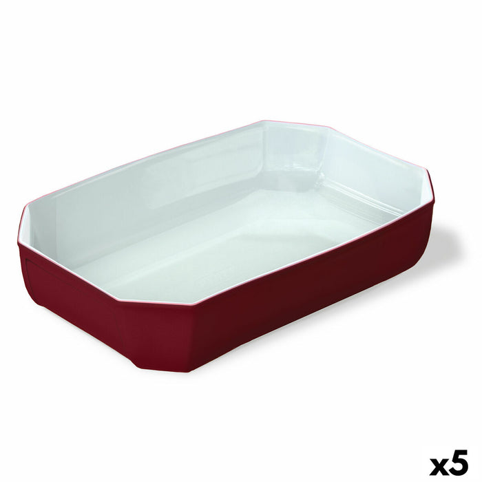 Platou pentru Servire Pyrex Color's Dreptunghiular Roșu Sticlă 33 x 22 cm (5 Unități)