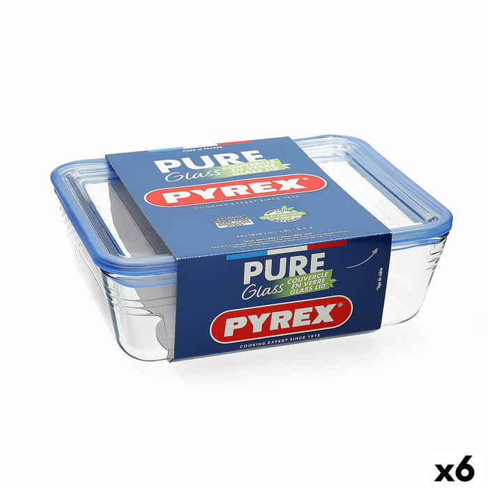 Cutie pentru prânz ermetică Pyrex Pure Glass Transparent Sticlă (800 ml) (6 Unități)